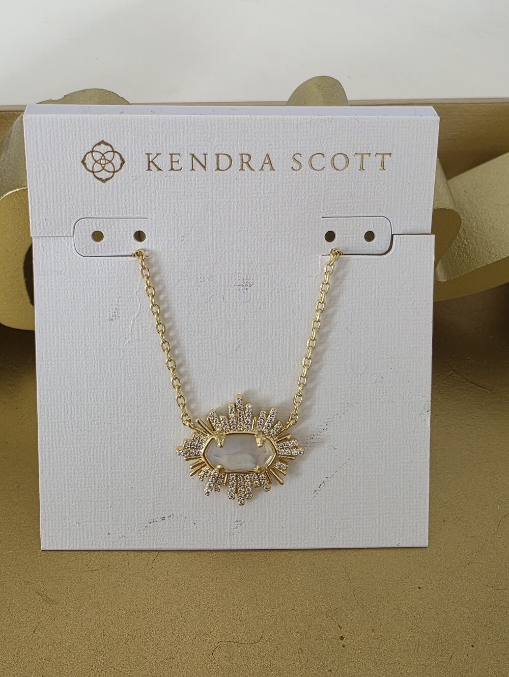 Kendra Scott Gold Grayson Sunburst Necklace with White Stone